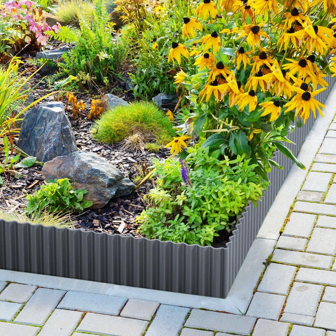LAVEVE garden edging border adds a modern lawn boundary in dark gray