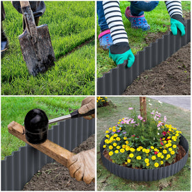 LAVEVE hemmed edges garden edging for safe and easy installation in dark gray