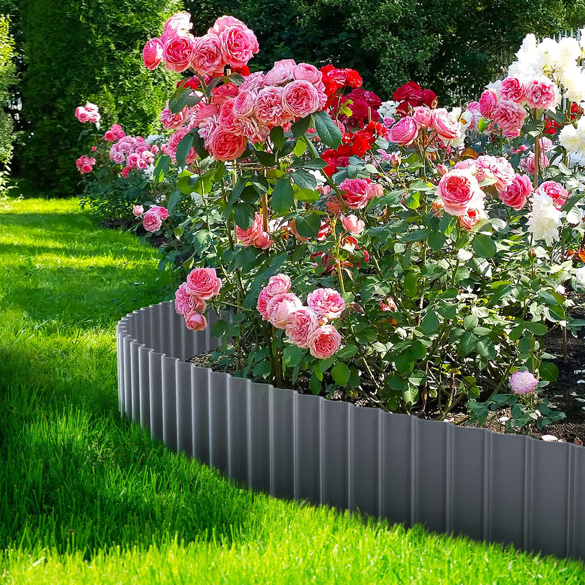 LAVEVE versatile edging suitable for lawns, stairs, and walkways in dark gray