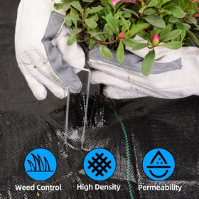 LAVEVE weed barrier fabric breathes well, promoting soil health under mulch and gravel