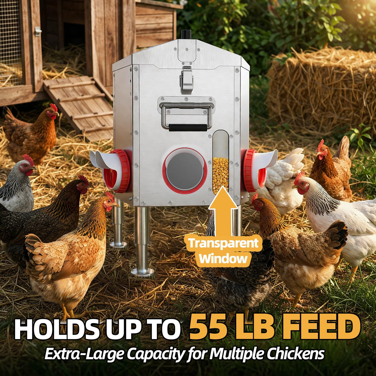 LavviTech adjustable legs level the feeder on uneven coop floors