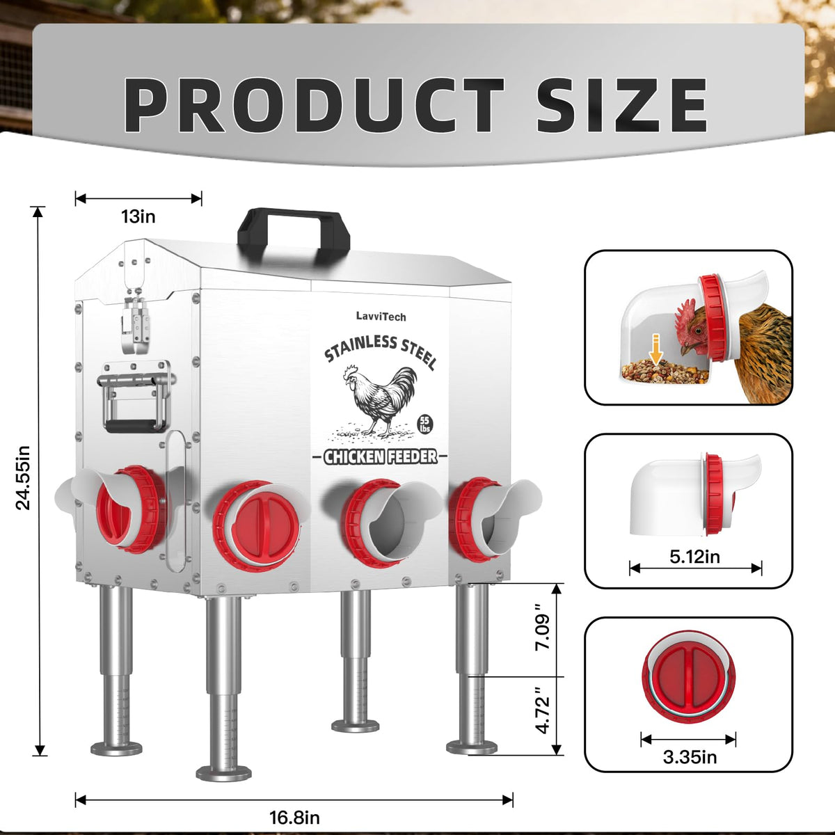 LavviTech eight-port no-waste design reduces spills during multi-bird feeding