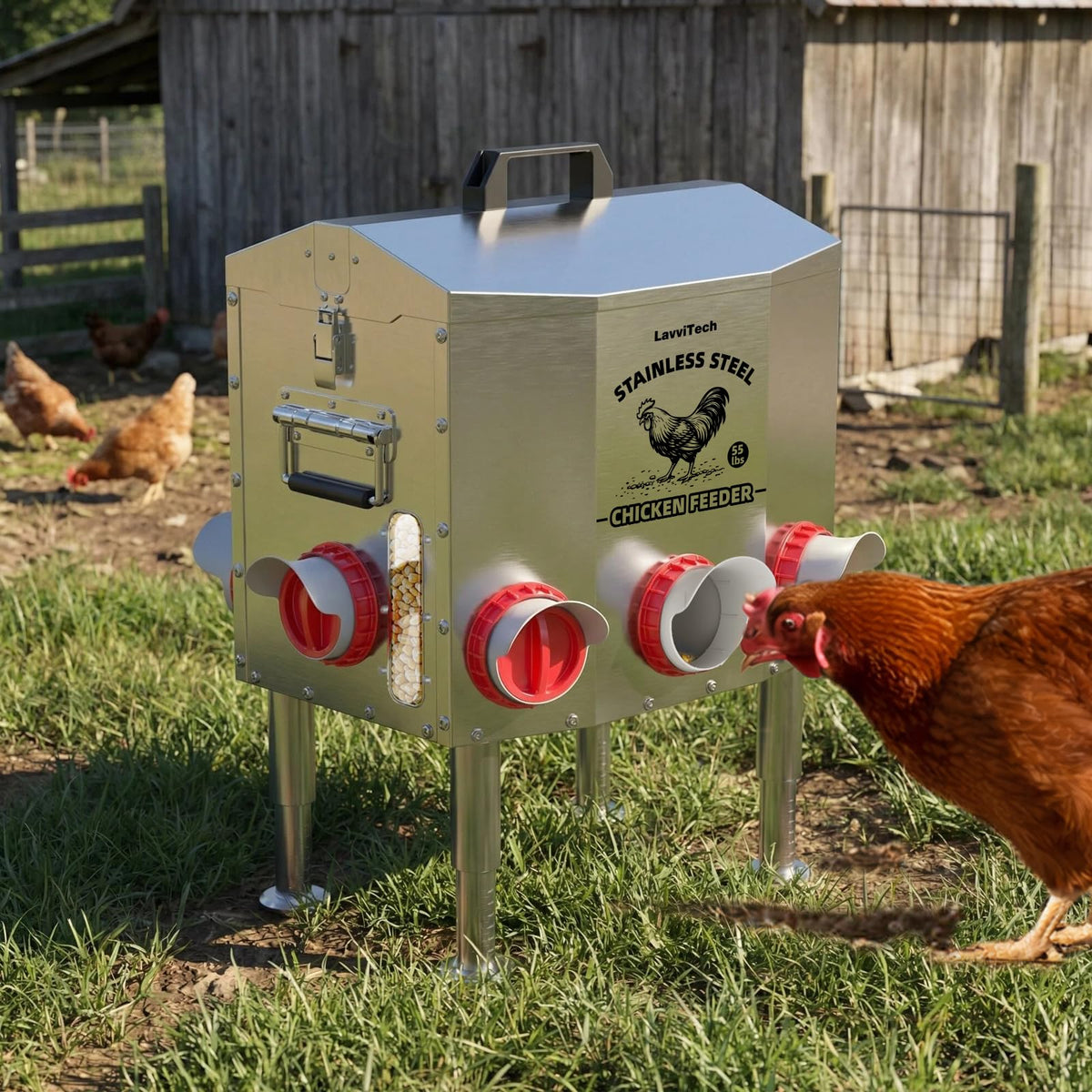 LavviTech weatherproof feeder suitable for chickens, ducks, and turkeys