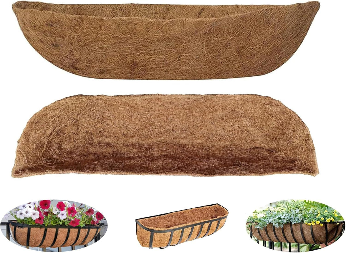 LAVZAN 36-inch coconut coir trough liner fits window boxes for healthy root aeration.
