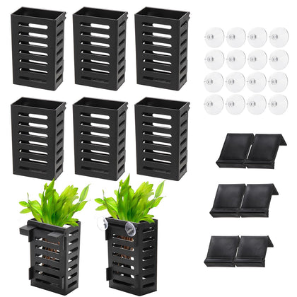 Lawei 8-pack hanging aquarium plant holder displaying aquatic plants neatly