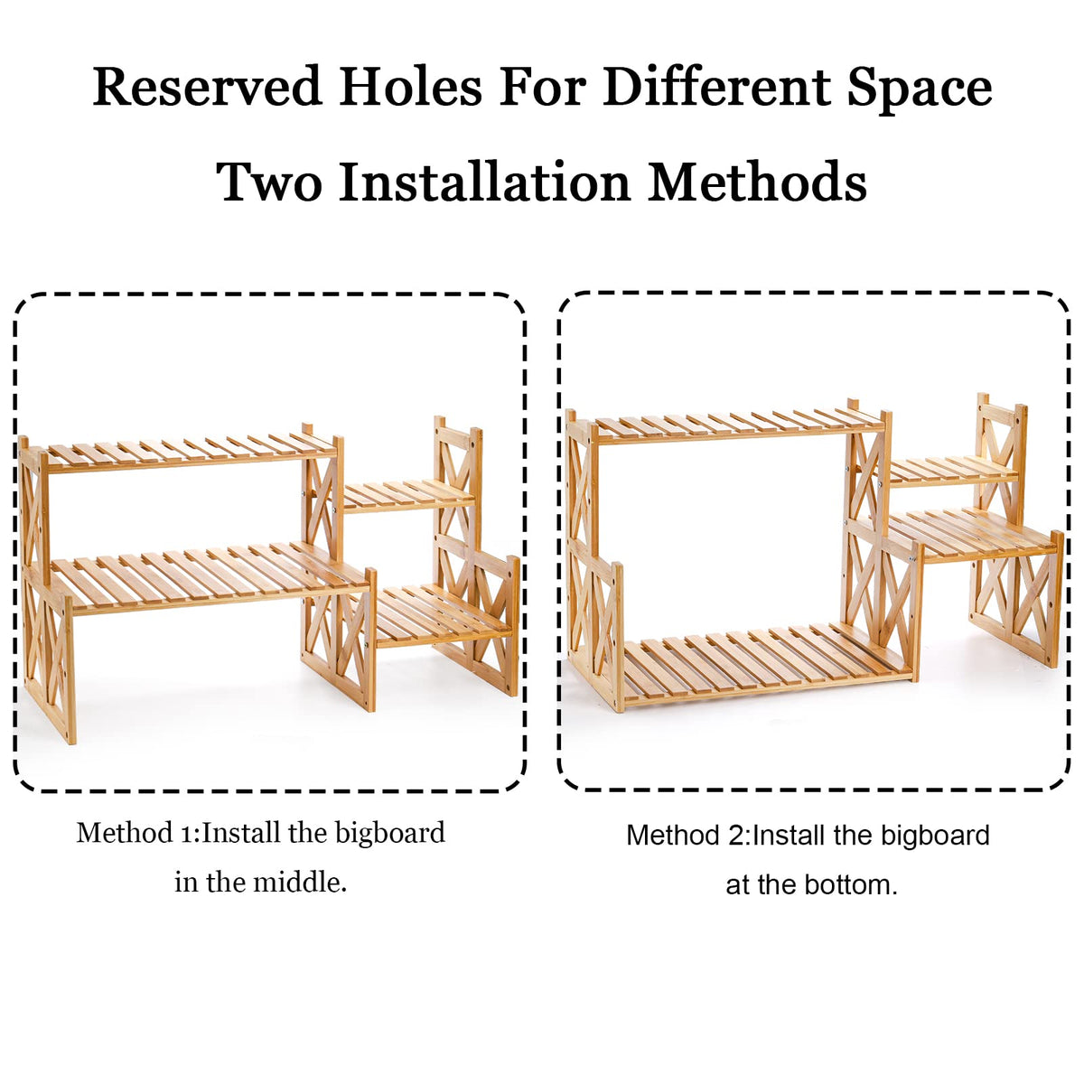 Lawei adjustable shelf bamboo stand with anti-slip pads protecting surfaces