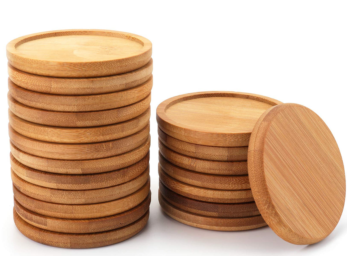 Lawei bamboo plant saucer, round 3dot34inch, catches excess water for healthy-looking succulents.