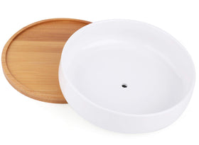 Lawei removable bamboo tray aids clean watering and maintenance