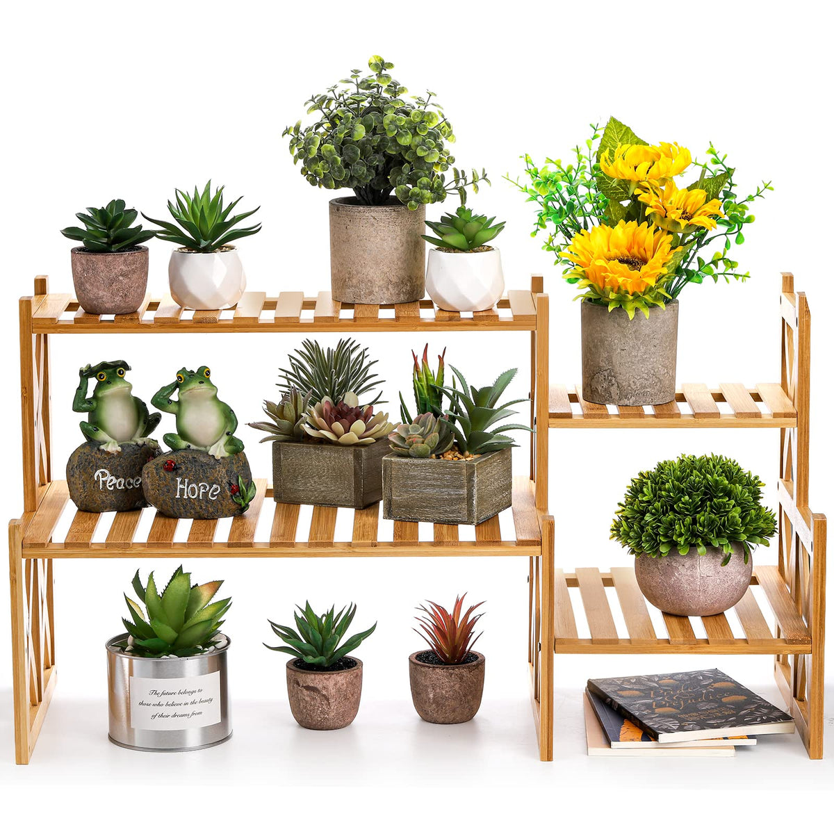 Lawei table-top plant rack close-up shows smooth varnish finish
