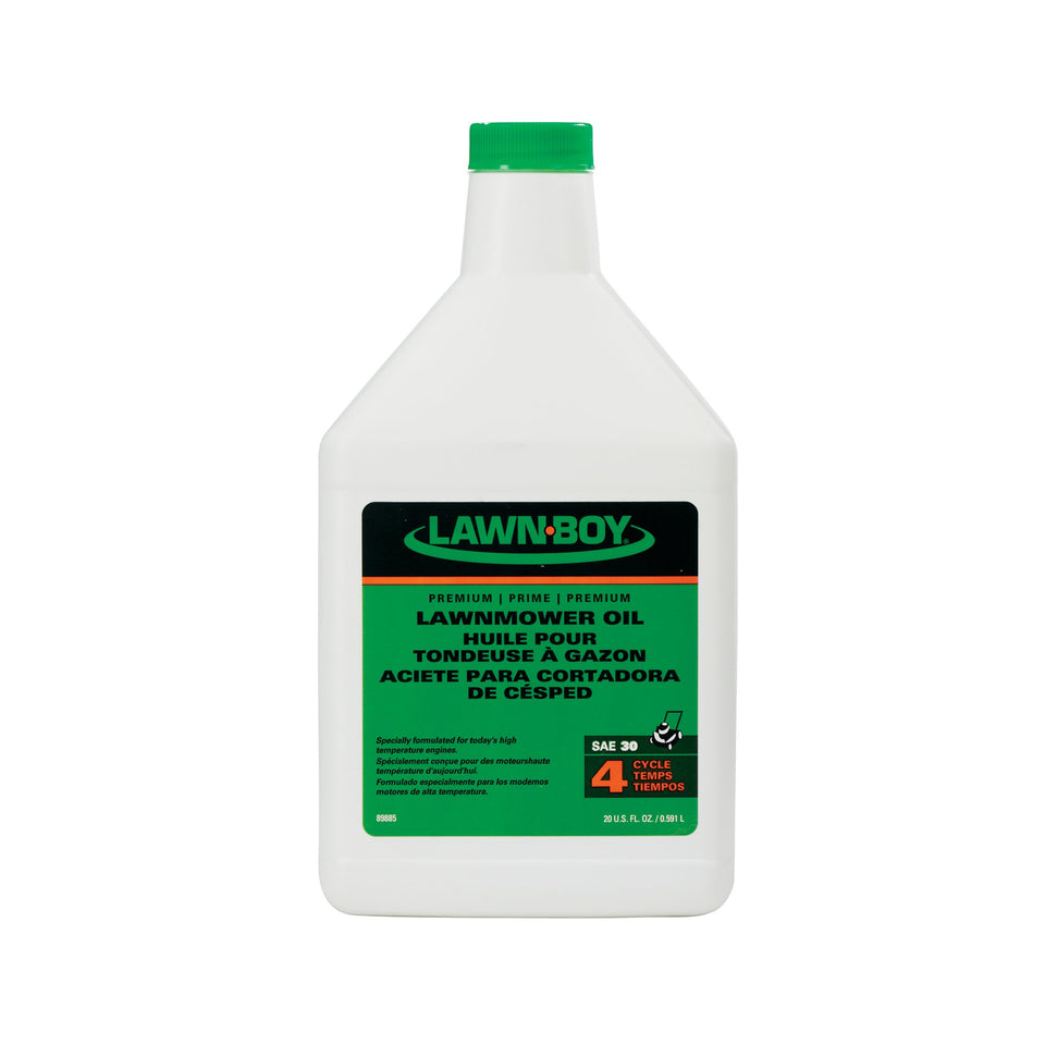Lawn-Boy 89885 premium oil bottle front view for mower maintenance.