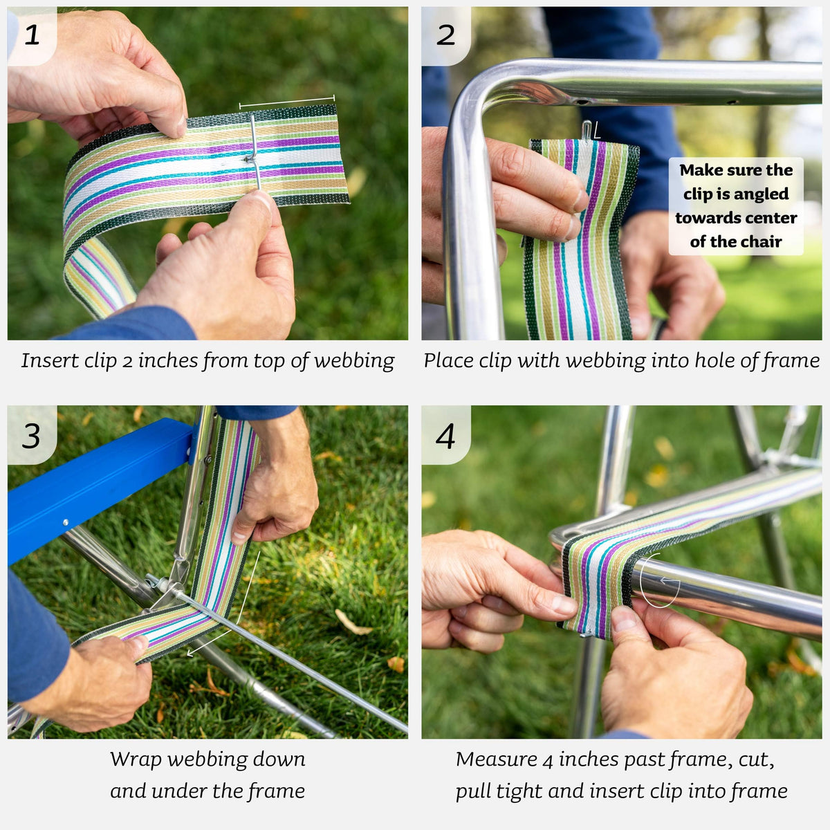 Lawn Chair USA easy install webbing supports quick upgrades on existing frames.