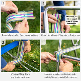 Lawn Chair USA easy install webbing supports quick upgrades on existing frames.