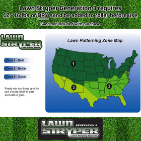 Lawn Stryper Gen 3 dry sand added to roller boosts stripe definition