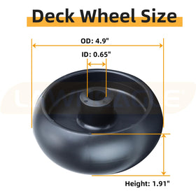 GX10168 deck wheel designed for John Deere 100 Series tractors