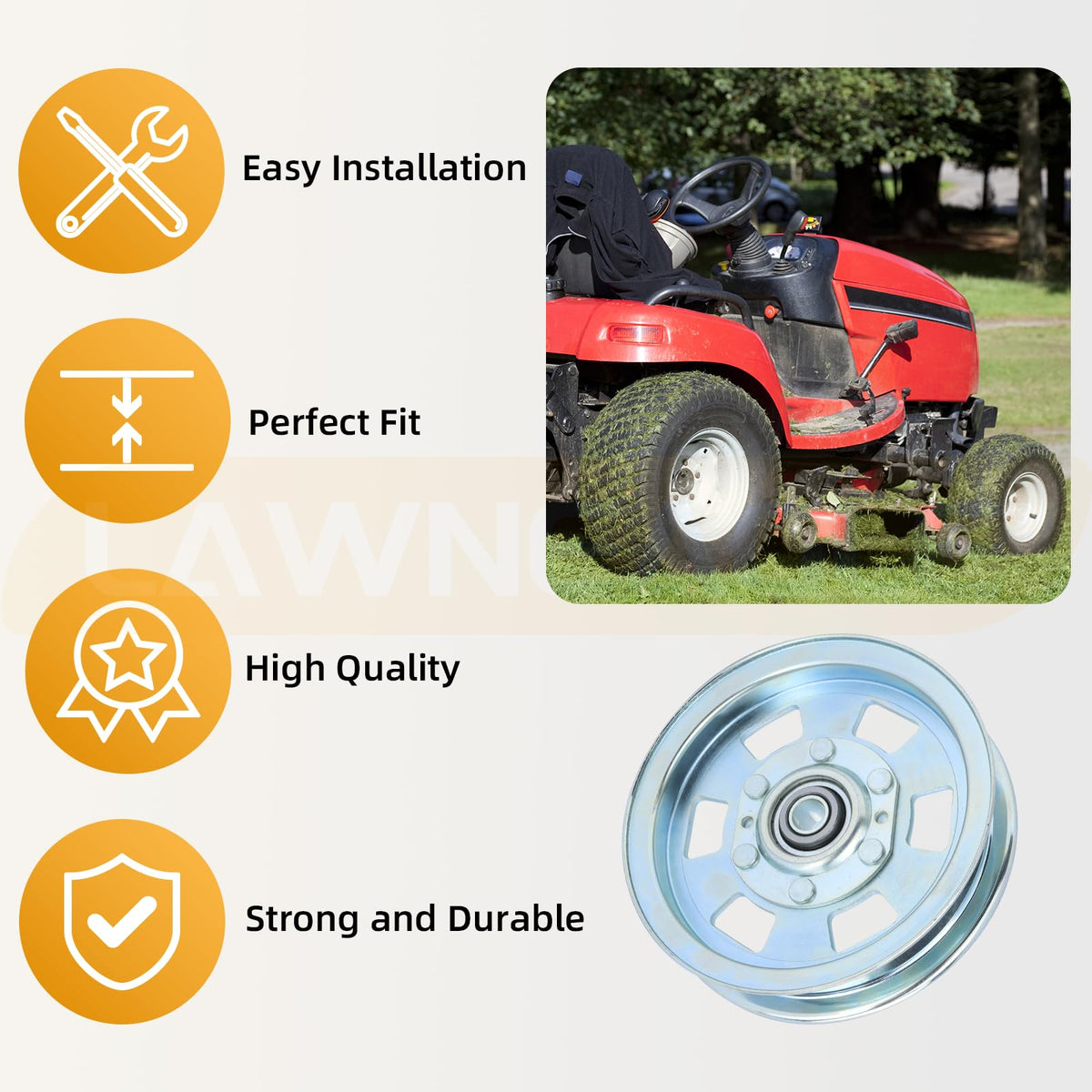 Lawneagle ZT Elite 60 inch deck idler maintains even belt tension