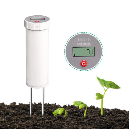LAWNFUL Digital Soil pH Meter display shows clear readings for quick checks