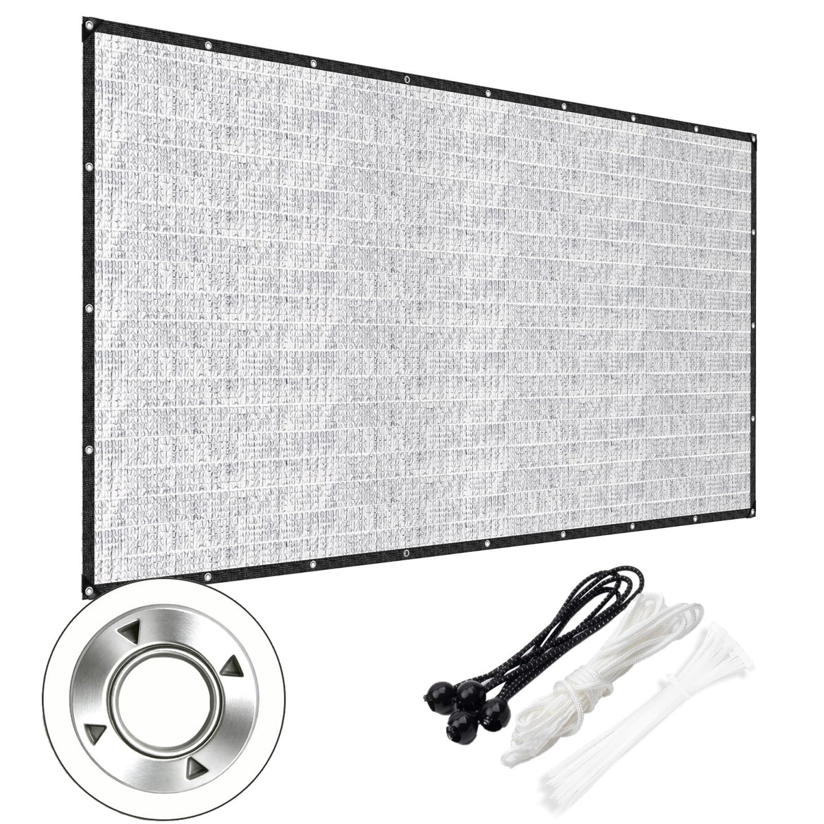 LAWNGO Aluminet shade cloth showing 85% heat reflection for cooler spaces