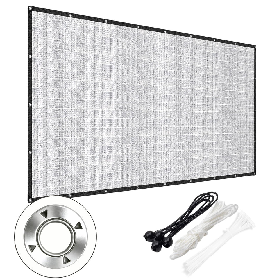 LAWNGO Aluminet shade cloth showing 85% heat reflection for cooler spaces