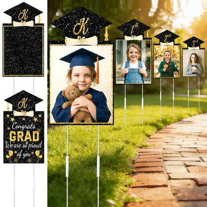 LawnIdyll 37in graduation yard sign double-sided front view for outdoor visibility.
