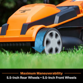 LawnMaster 24VMWBL blower reaches 135 mph for fast debris clearing.