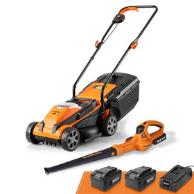 LawnMaster 24VMWBL mower deck at 13-inch width for easy lawn edges.