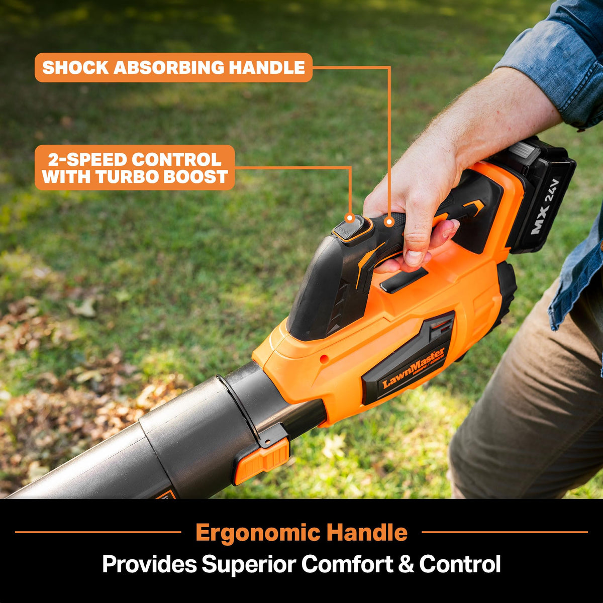 LawnMaster battery charger keeps tools ready for quick use