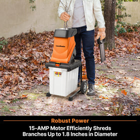 LawnMaster shreds branches up to 1.8 inches for yard cleanup
