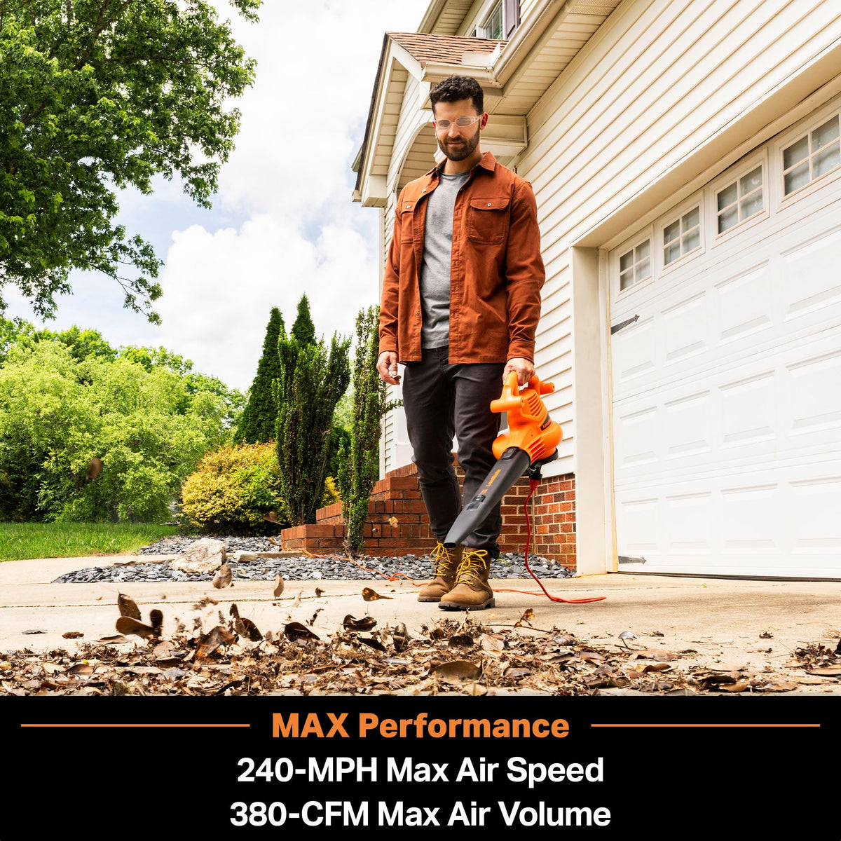 LawnMaster BV1210 concentrator nozzle increases airflow for stubborn debris