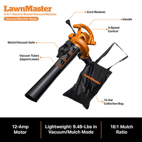 LawnMaster BV1210 lightweight design improves maneuverability