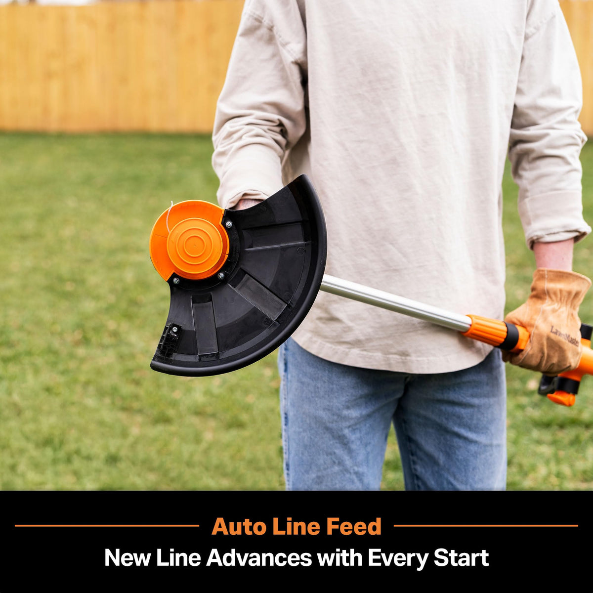 LawnMaster CLGT2410S telescopic shaft extended for custom height comfort