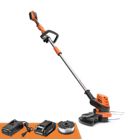 LawnMaster CLGT2412S front view shows compact cordless trimmer designed for precise edging