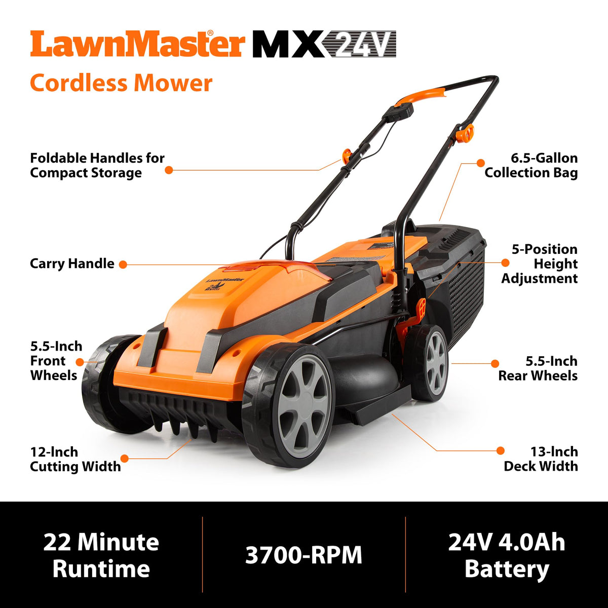 LawnMaster cutting height settings for versatile turf management.