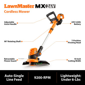LawnMaster pivot assist handle for comfortable operation.
