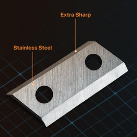 LawnMaster stainless steel blade construction resists rust for durability
