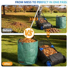Lawnworld 21 Inch Leaf and Lawn Sweeper collecting grass clippings efficiently.