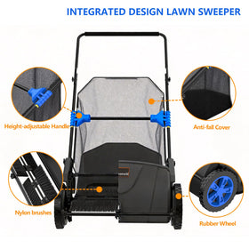 Lawnworld 21 Inch Leaf and Lawn Sweeper top view highlights 21-inch drum.
