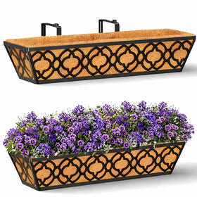 LAWYAMAI 24-inch railing planter on balcony with coco liner for healthy herbs