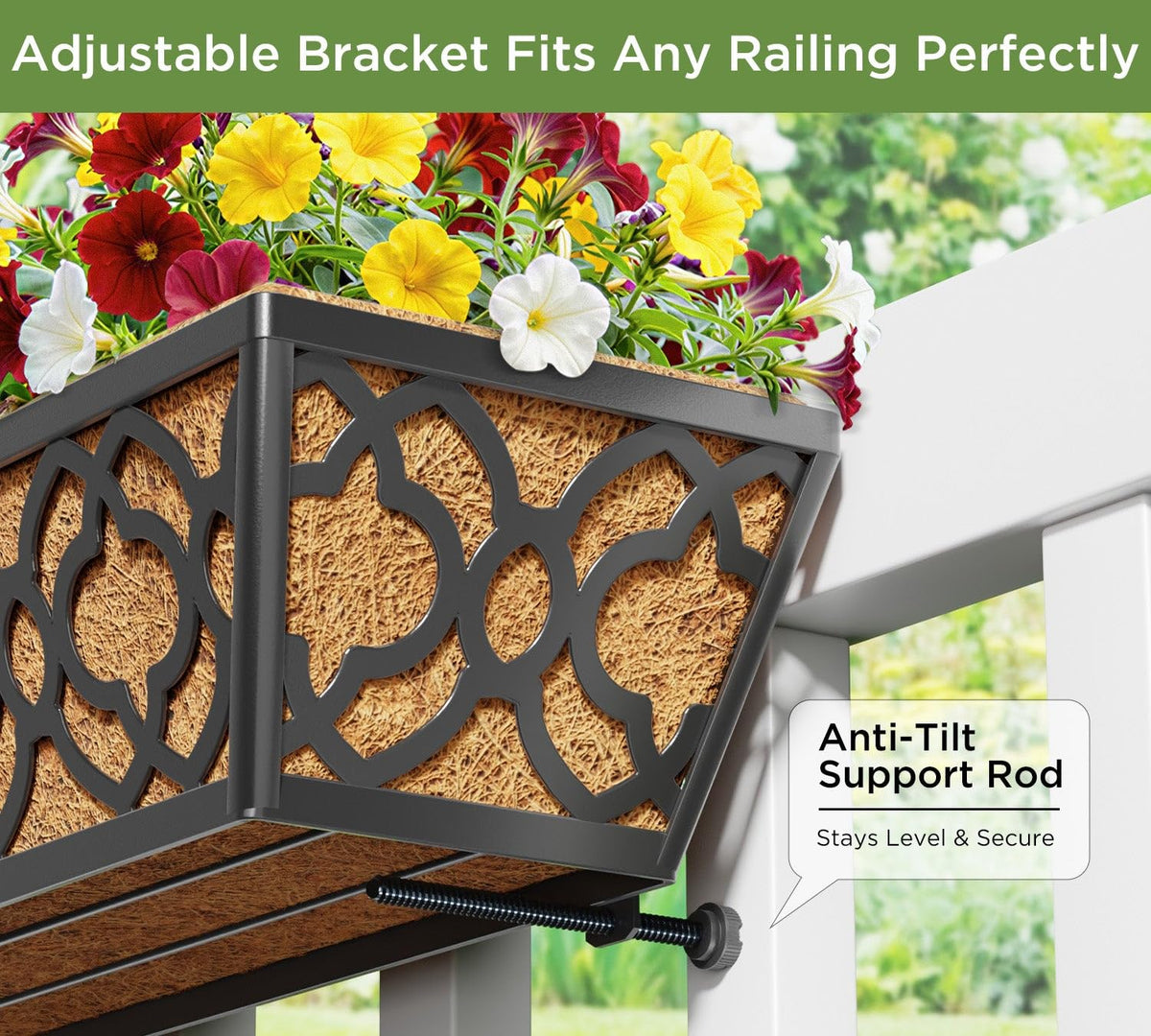 LAWYAMAI adjustable bracket fits 2–6.5 inch railings for secure mounting.