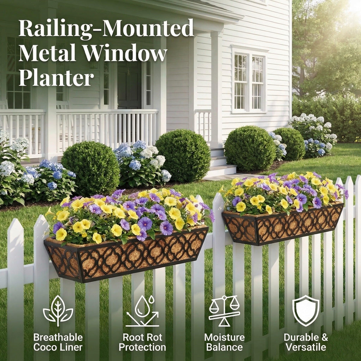 LAWYAMAI anti-tilt rods keep the planter level on windy balconies