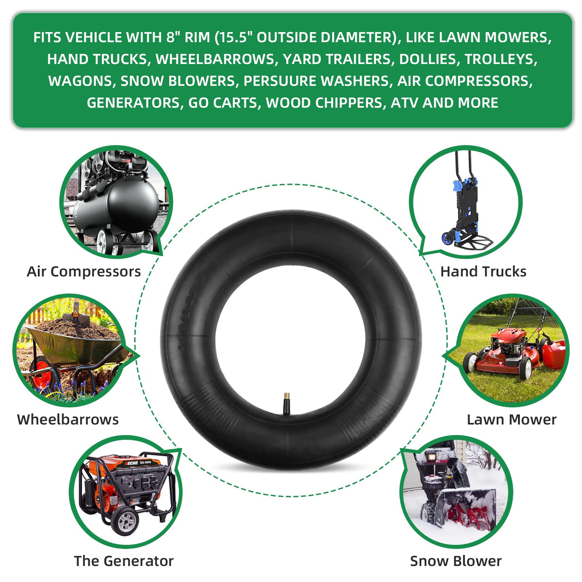 LAXEEM inner tube 4-80-8 inflated test demonstrating reliable pressure
