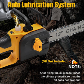 Laxsima auto‑oiling system bubble keeps the chain lubricated during use.