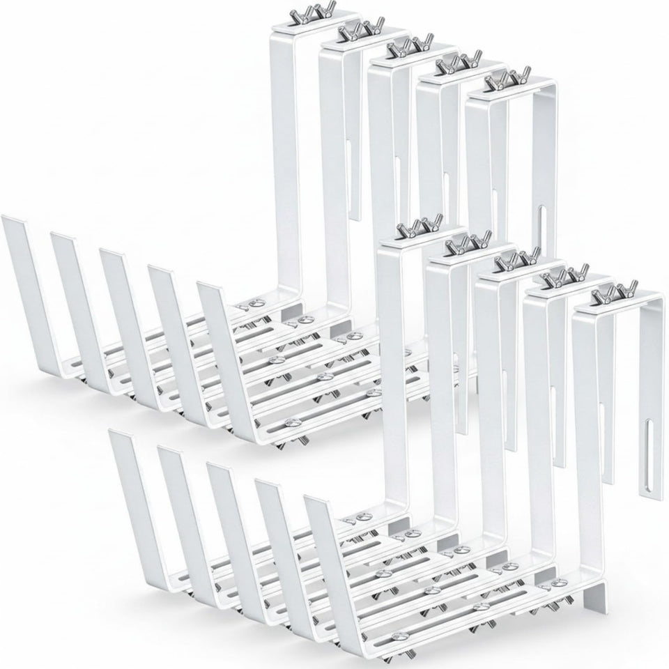 Layhit adjustable planter box brackets for window installation provide sturdy support for hanging pots.
