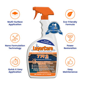 LayorCare Pool Tile Sealer applying on tile demonstrates easier maintenance and mineral buildup control.