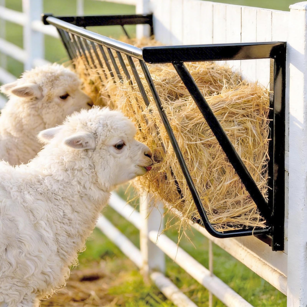 Lazaluking goats hay feeder wall mount with large capacity for multiple animals