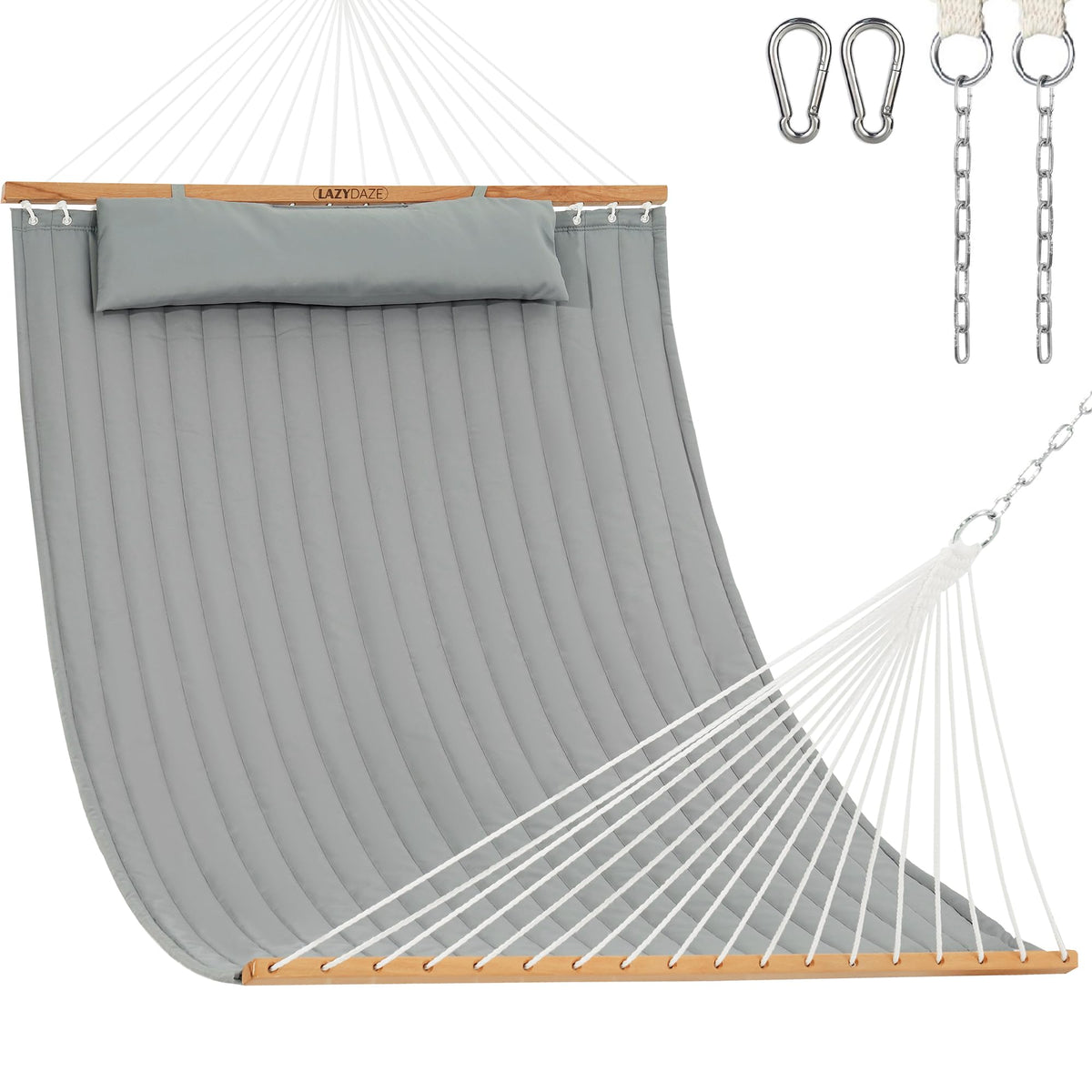 Lazy Daze Hammocks 12ft double hammock with quilted fabric for outdoor lounging.