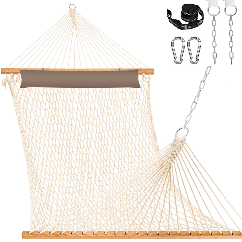 Lazy Daze Hammocks 12ft bed in natural color for cozy two-person lounging.