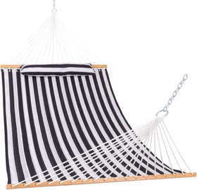 Lazy Daze Hammocks 12ft quilted double hammock ready for outdoor relaxation.