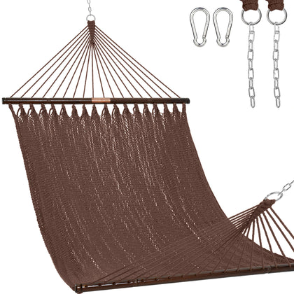 Lazy Daze Caribbean rope hammock bed on a stand offers breathable outdoor comfort
