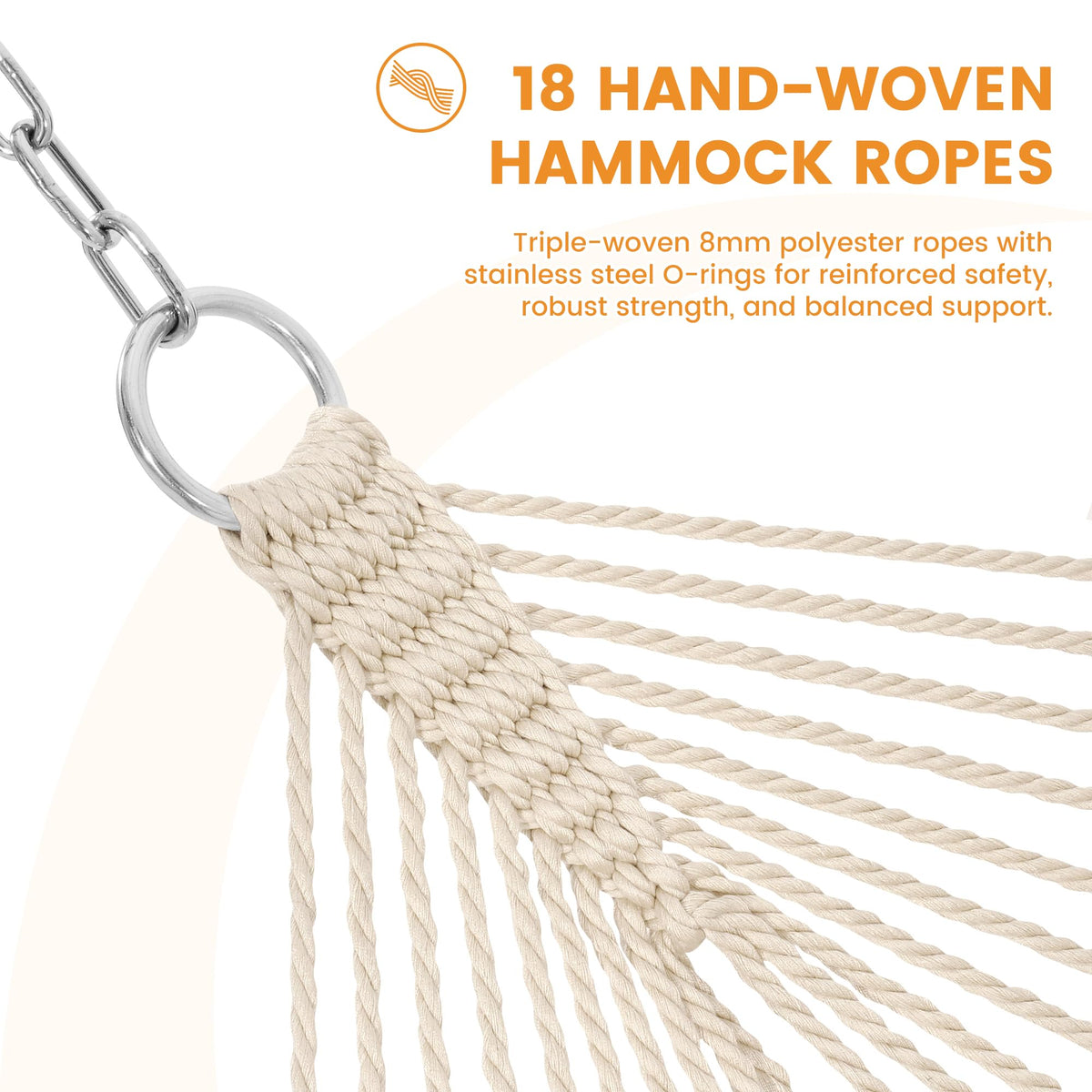 Lazy Daze Hammocks cream color hammock enhances any outdoor space.