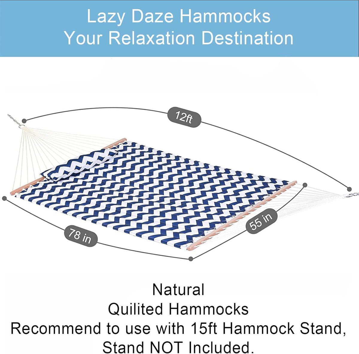 Lazy Daze Hammocks detachable headrest pillow adds comfort on outdoor rests.